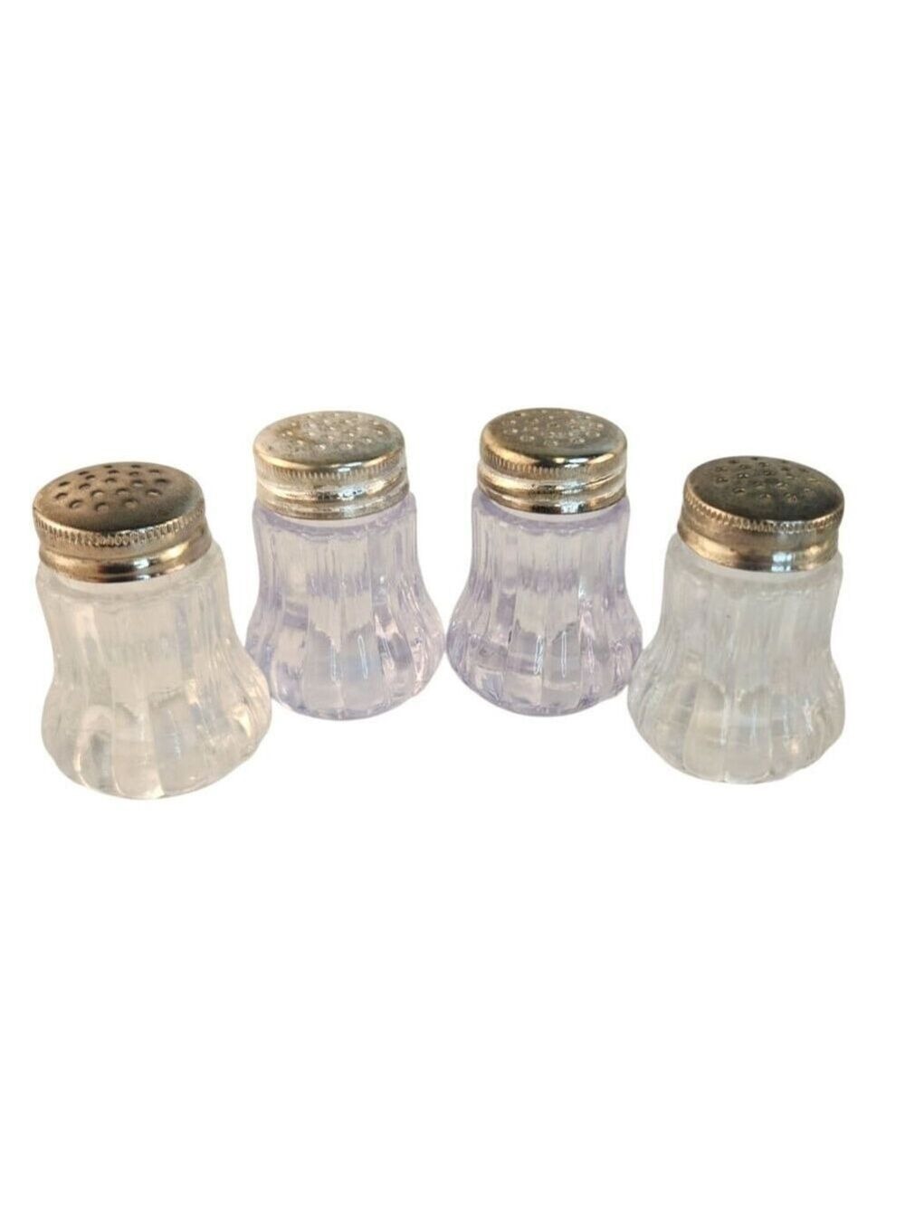 Vintage Miniature Acrylic Salt & Pepper Shakers With Screw-On Metal Lids Set Of